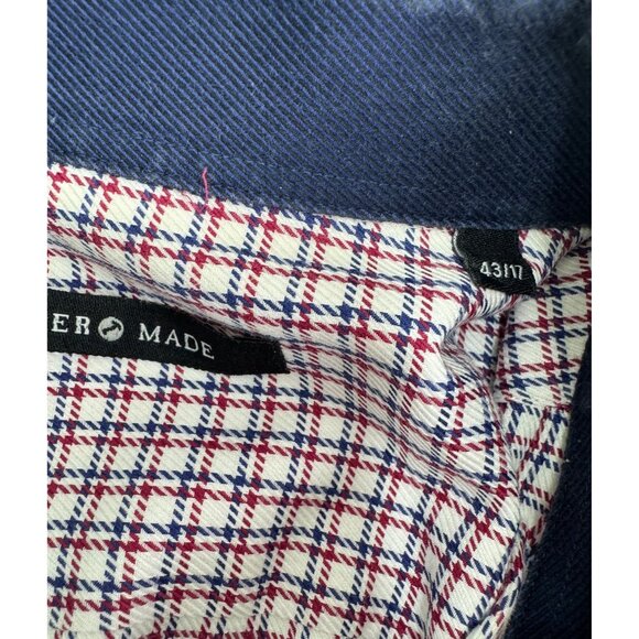Hammer Made Men Shirt 17 43 Flip Cuff Long Sleeve Button Up Red White Blue - Picture 4 of 10